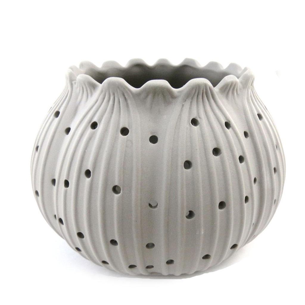 Les Trésors De Lily [J0538] - Gray 'Leaf' Candle Holder