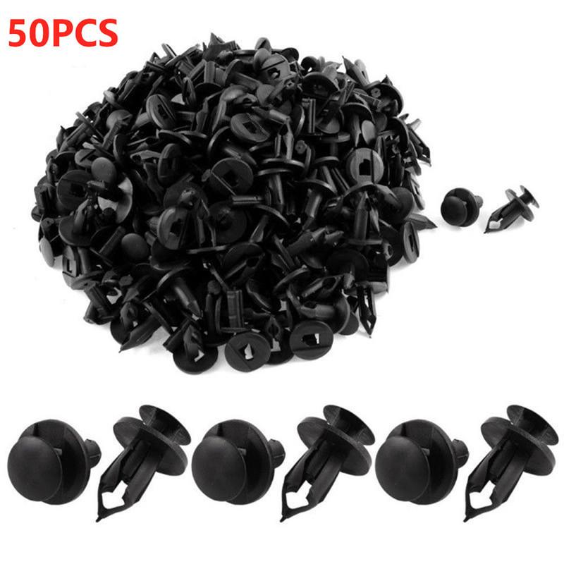 50pcs/set 8mm Car Fixed Rivet Retainer Plastic Rivets Fastener Push Clips Auto Bumper Fender Fastener Retainer Clips for Ford