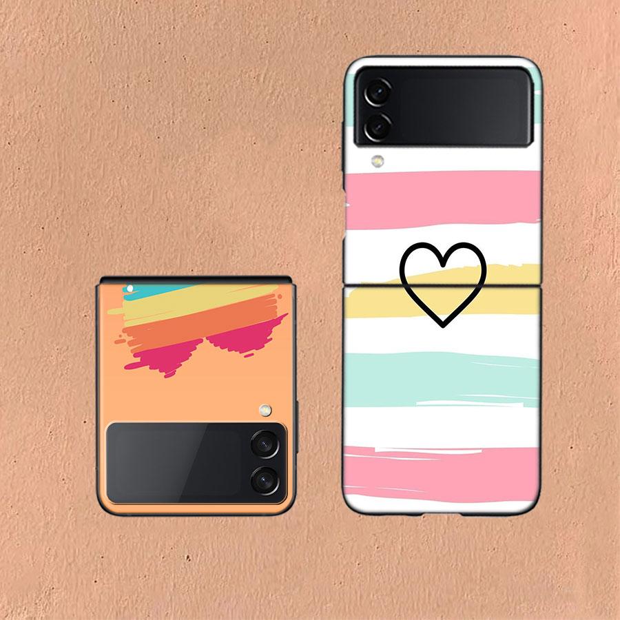 Rainbow Gradient Love Coque For Samsung Z Flip7 6 Galaxy Case Shockproof Z Flip5 Z Flip3 4 5G Hard Cover Phone TPU PC Hard Fund