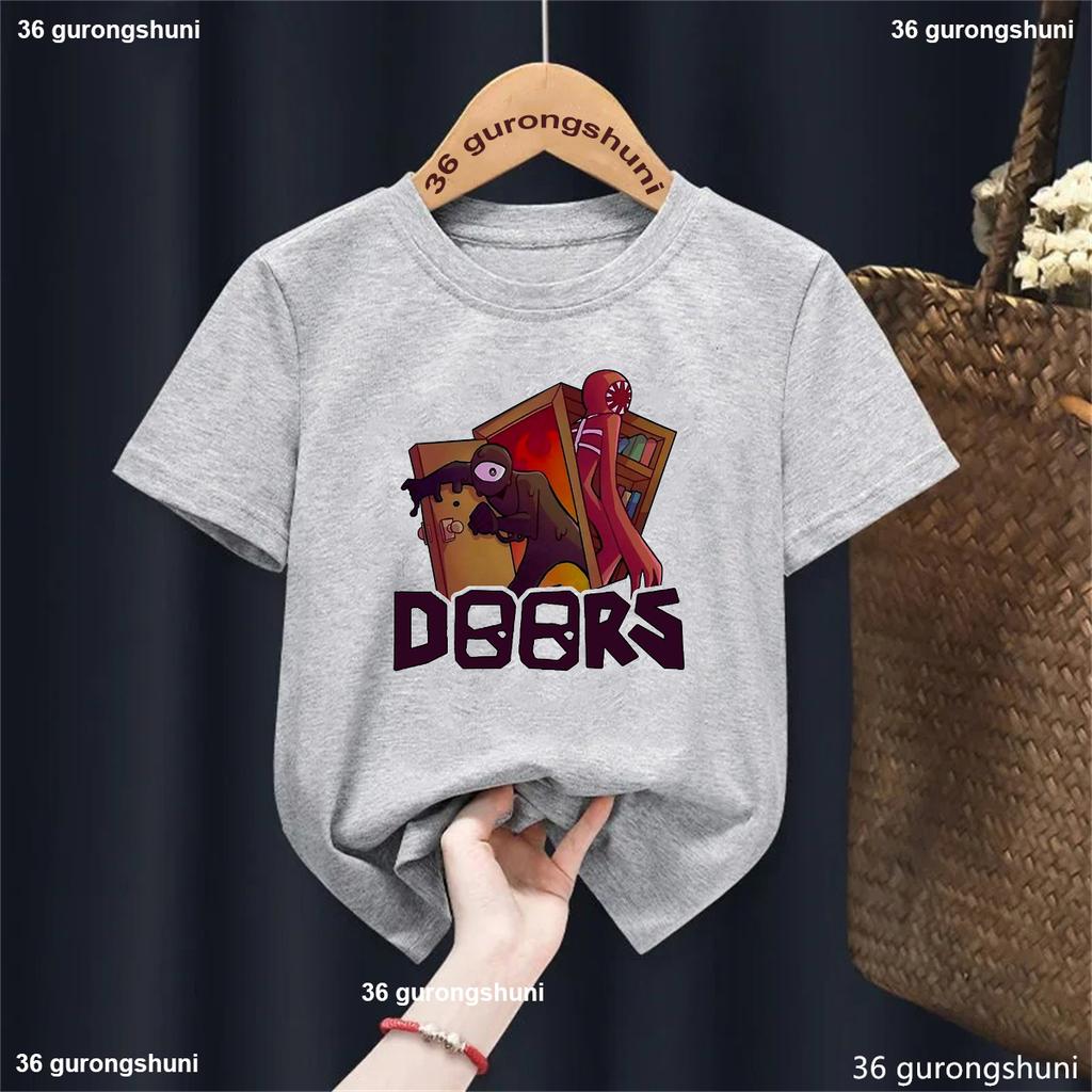 Summer Casual All The Entities New Doors Game Update Kids T-Shirt Cartoon Print Boys Tshirt Boys/Girls Clothes Shirt Tops