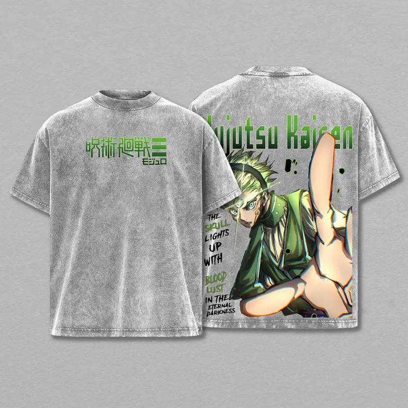 Val Vol Yelvori Marulu Print T-shirt Jujutsu Kaisen Anime Clothing Men Women Cotton Tshirts Vintage Washed Tee Oversized T Shirt