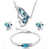 RUI RUI YU 3ks/set Dámské módní Crystal Butterfly Diamond Náhrdelník Náušnice Náramek Set