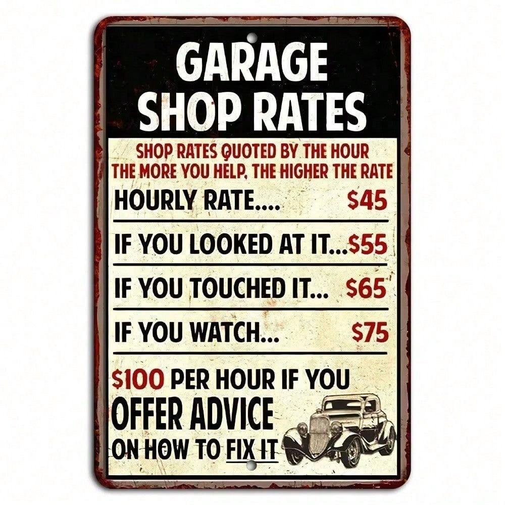 Metal Sign Garage Rules Funny Tin Poster for Man Cave Home Bar Wall Decor