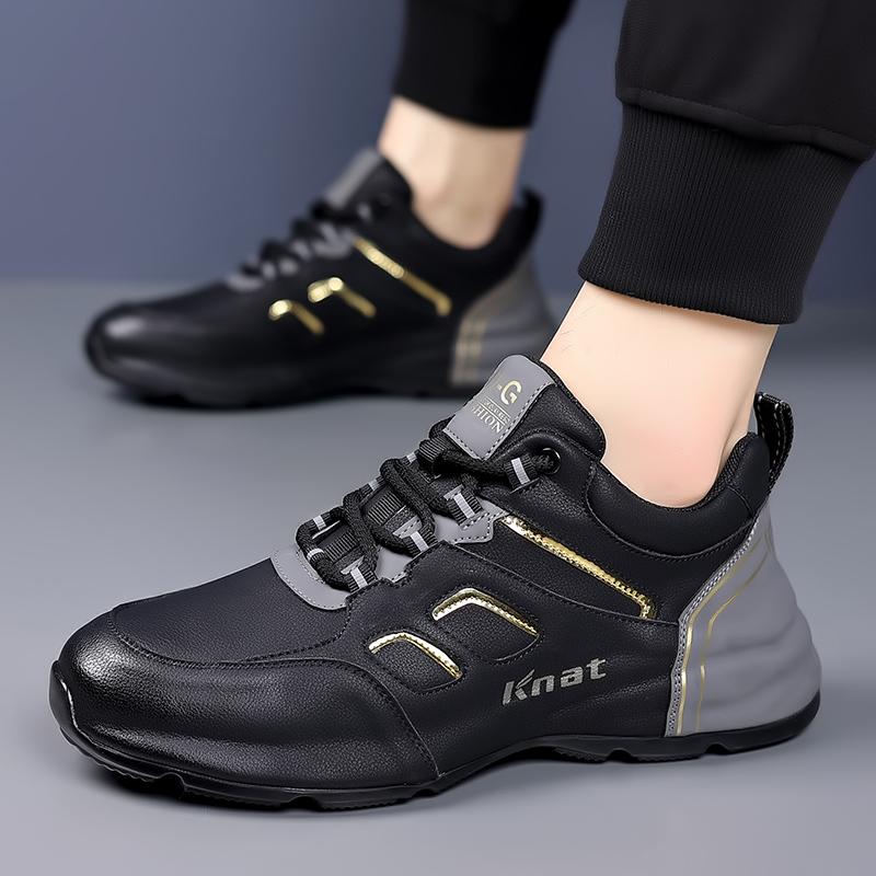 

Fashion New Classic Genuine Leather Cowhide Mens Shoes Thick Soled Interior Height Increasing Casual Shoes for Youth Soled Sports Shoes 38