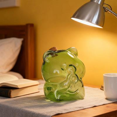 Clear Glass Piggy Bank Container Home Decoration Pig Saving Pot Jar for