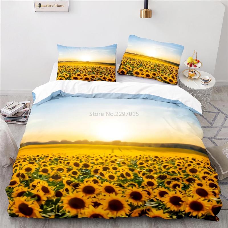 Sunflower Flower Printed Bedding Set Art Home Decoration 3d Duvet Cover Pillowcase Single Double Twin Full Queen King Bedclothes