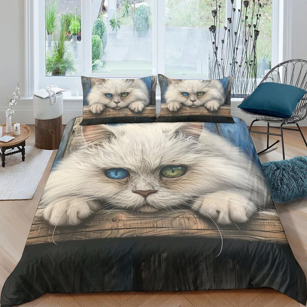 Cat Comforter Covers Printed Quilt Cover Duvet Cover Bedding Set For Children'S And Adults Warm Soft Breathable And Comfortable