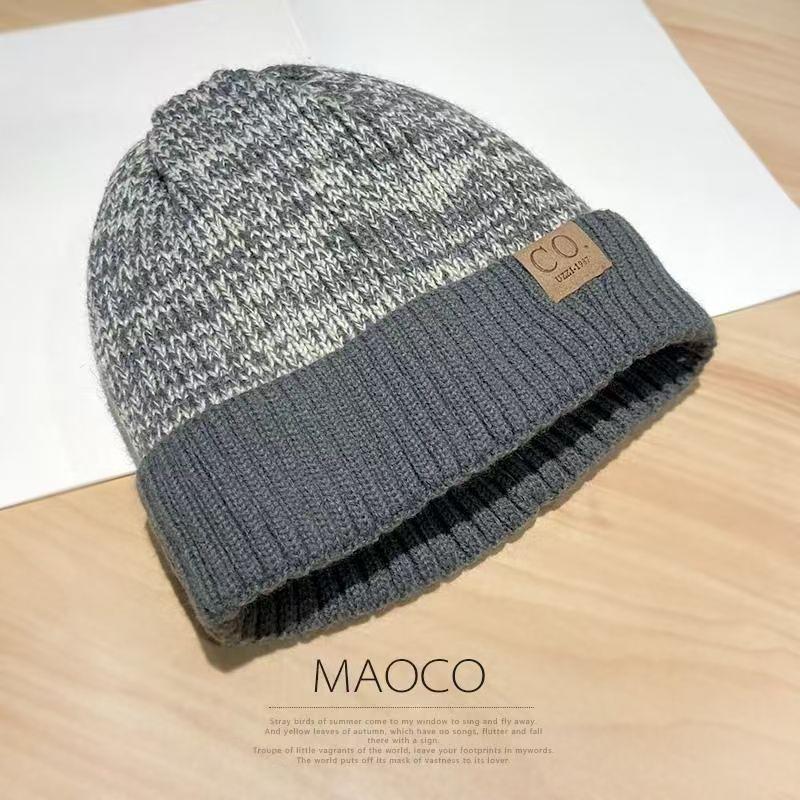 Cold Hat Men's Autumn and Winter Korean Style Warm Knitted Hat Japanese Versatile Plus Velvet Ear Protection Wool Hat Women's Head Hat