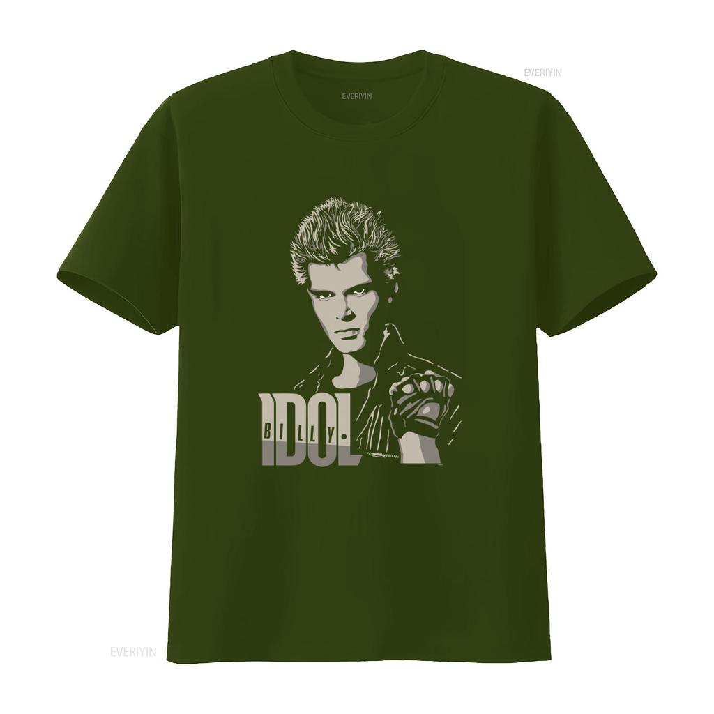 Billy Idol Print 2 Tone Black Adult T Shirt Retro Rock Style for Fans vintage Washed graphic Stylish Stretched homme Unisex