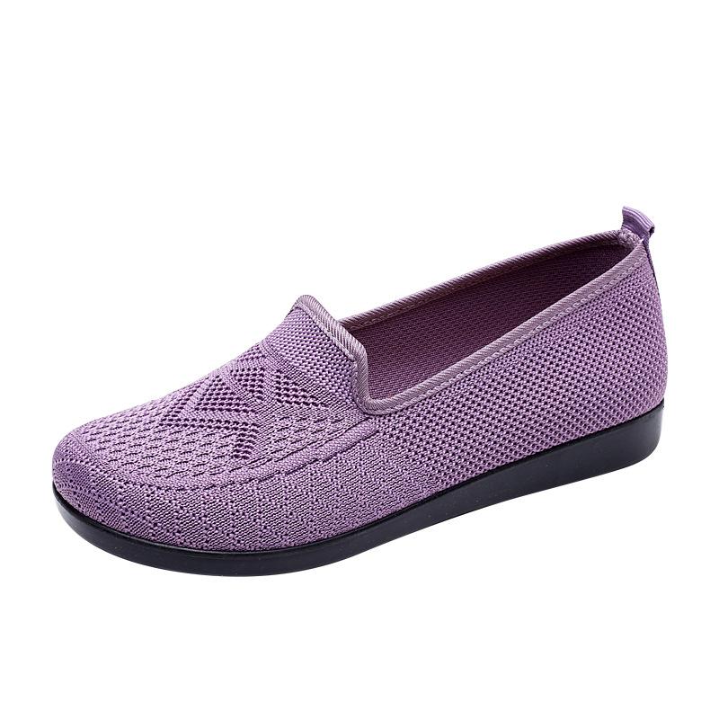 Cloth Shoes Women's Shoes 2025 Spring New Single Shoes Soft Sole Breathable Fly-woven Casual Shoes Middle-aged and Elderly One-pedal Mother Shoes