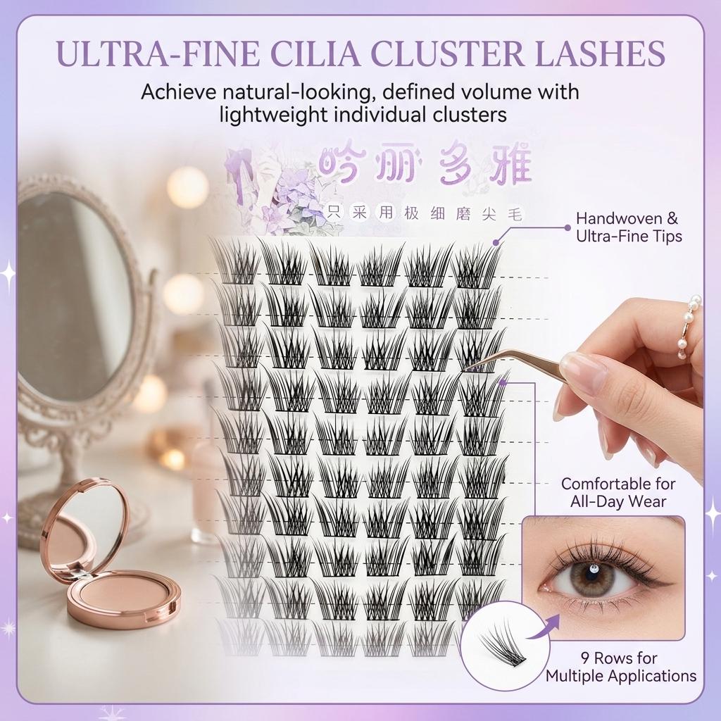 C Curl Black False Eyelashes Natural Volume Fiber Lashes for Party Wedding Daily Makeup