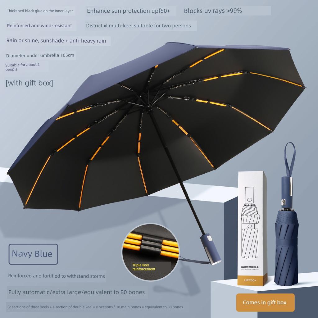 Fully Automatic Dual-Purpose Umbrella, Large Size, Thickened and Reinforced, Foldable Sunshade, Sun Protection, Uv Protection, Sun Umbrella for Men