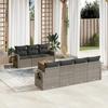 Vidaxl 8-Cz. Gartenmöbel-Set mit Kissen, Grau, Polyrattan