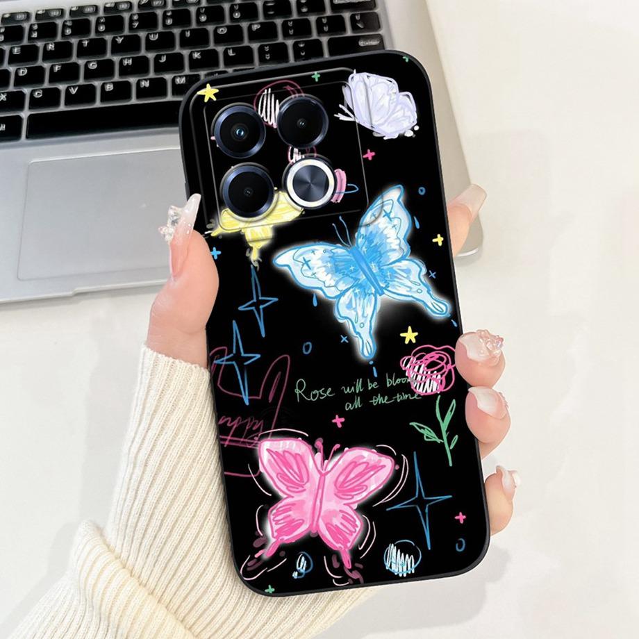 Für Infinix Note 40 5G X6852 Handyhülle Silikon Weiche Rückabdeckung Für Infinix Note40 X6851 Bumper Drachen Katze Blume Schmetterling Tasche