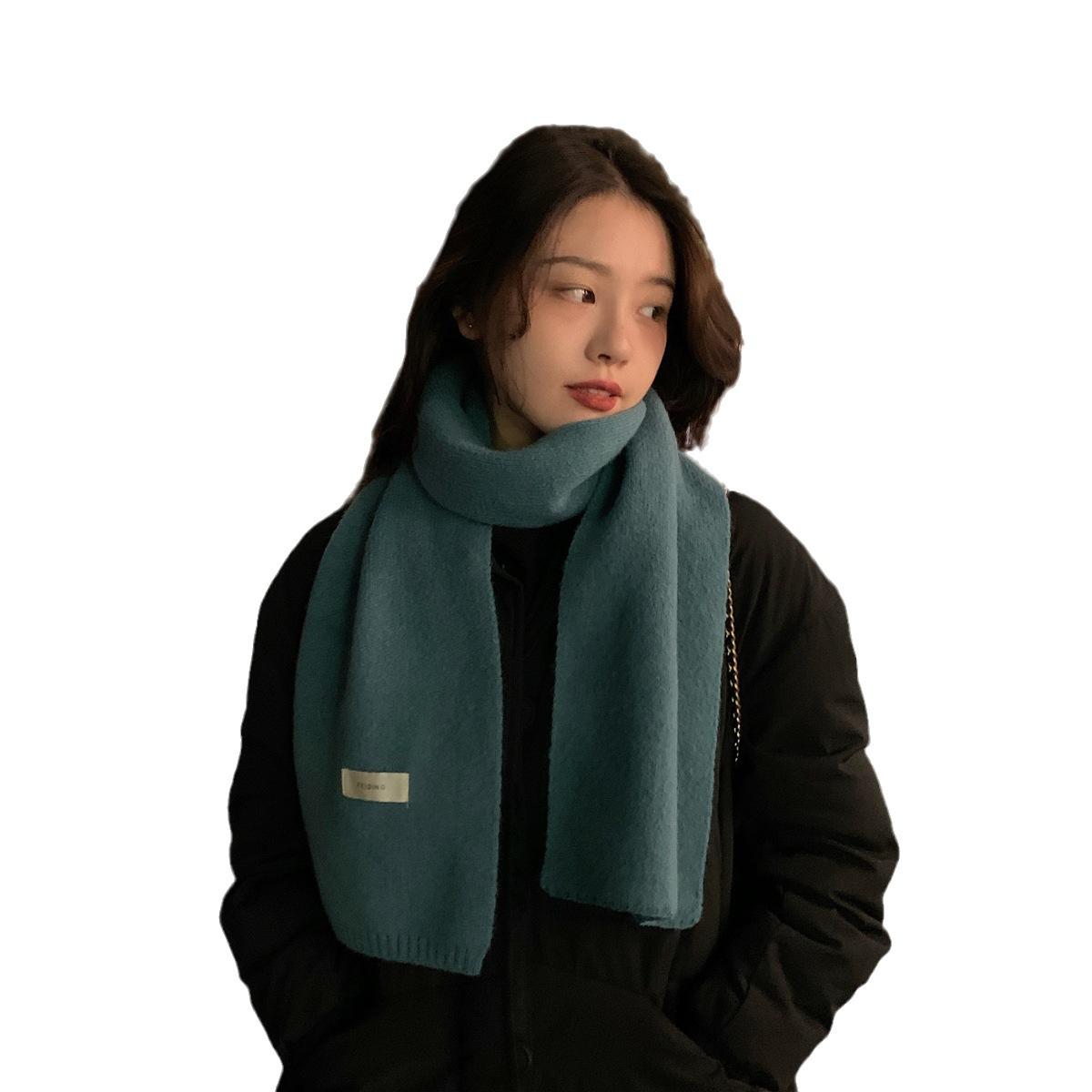 

Однотонный зимний вязаный шарф Женский Девичий Термальный утеплитель для шеи Флис Сохраняет тепло Длинный шарф Утолщенный Ветрозащитный Чехол для шеи One Size озеро синий