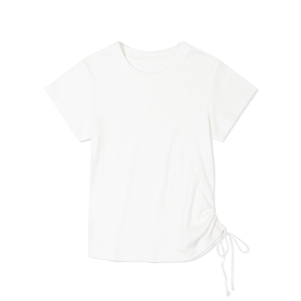 Moa Waffle Shirred Short Sleeve (White) White/M