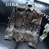Autumn Fashion Style Harajuku Slim Fit Tops Loose Casual All Match Shirt Korean Style Pointed Collar Printed Button Blusa
