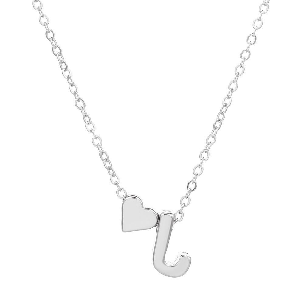 European & American Alphabet Love Heart Pendant Necklace – Versatile Peach Heart Clavicle Chain