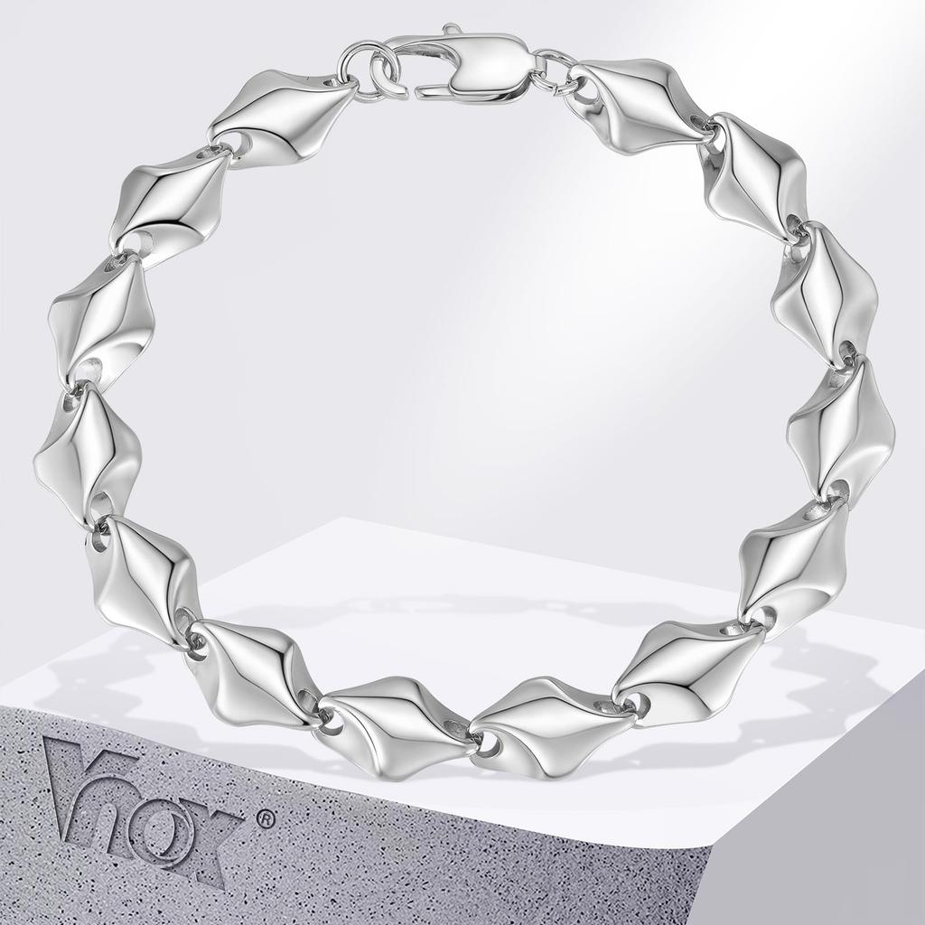 Vnox Men's Hiphop Bracelet Stainless Steel Chunky Chain Geometry Link Wristband 9.7MM Width, Stylish Party Gift Birthday Jewelry