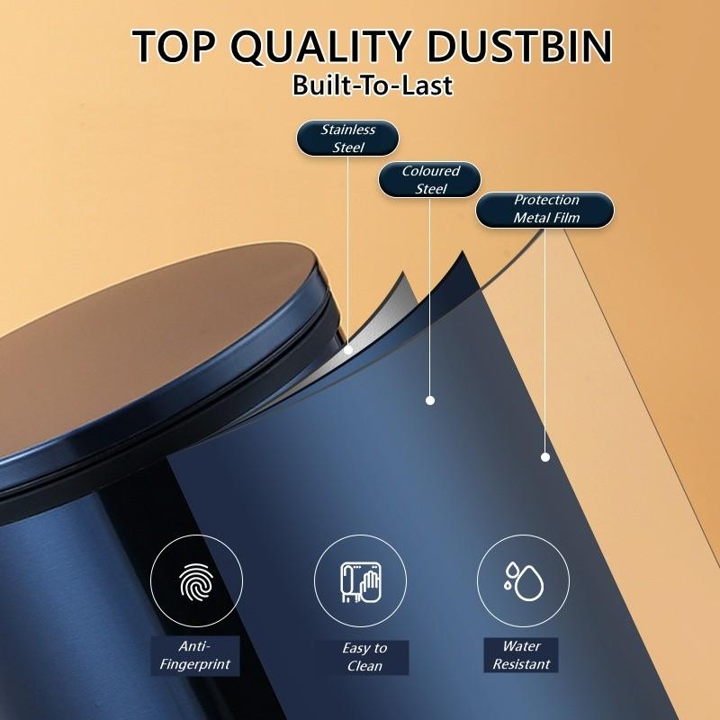 6L/8L/12L Hushålls Stor Kapacitet Papperskorg Auto Soft Close Rostfritt Stål Papperskorg Minimalistisk Design Papperskorg
