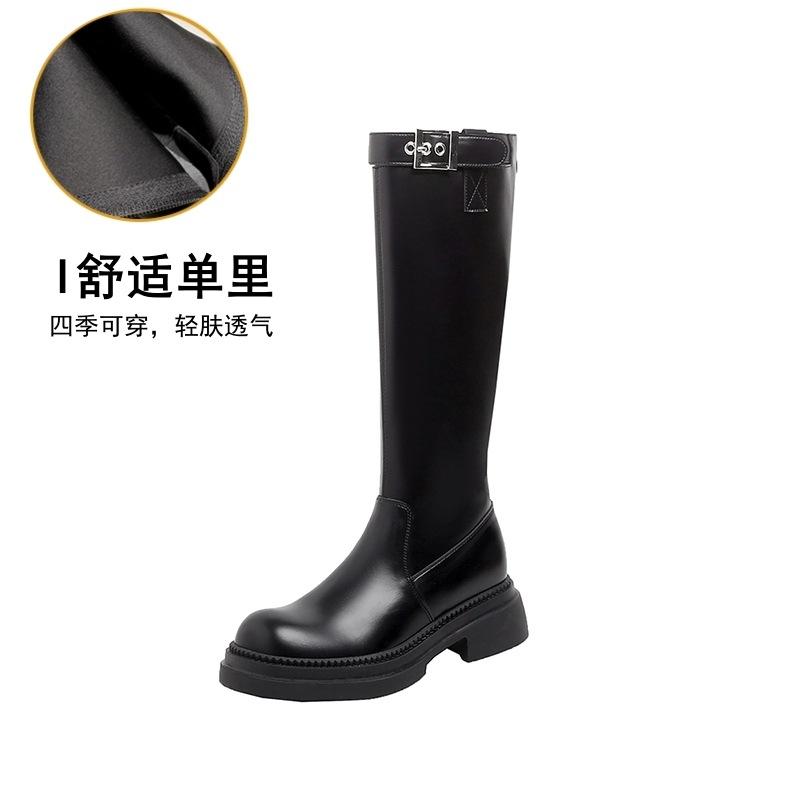 

Сапоги, но ботфорты женские осенне-зимние новые на толстой подошве с пряжкой-ремнем, рыцарские сапоги, универсальные модные сапоги, тонкие сапоги 34