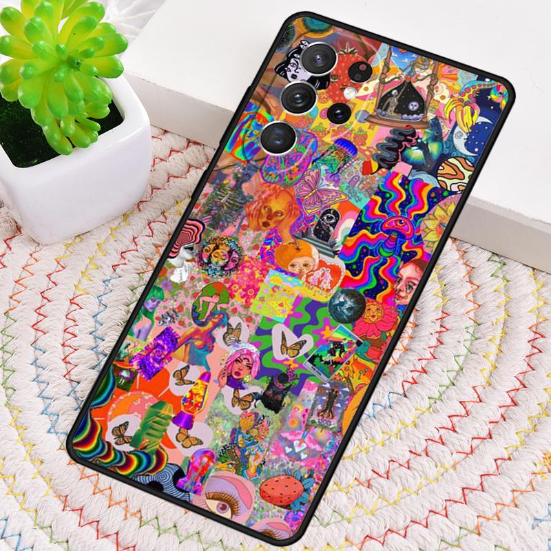 Colourful Psychedelic Trippy Art Phone Case for Samsung Galaxy note 10 pro S26 Ultra S23 S24 FE S25 S21 S22 PLUS shockproof Cove