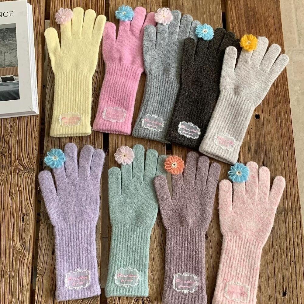 Soft Warm Knitted Winter Gloves Spring Full Finger Gloves  For Women