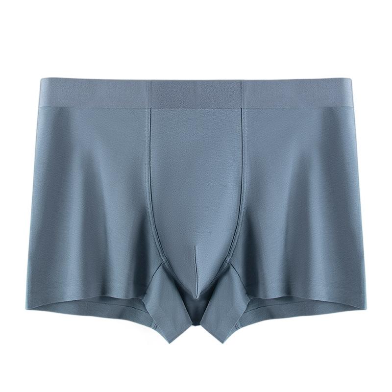 Plus Size Men's Spring and Summer Solid Color Antibacterial Breathable Non Mark Mid Waist Flat Angle Underwear