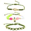 3pcs Bohemian Styles Elegant Bracelets with Pig Nose Beads and Soft Clay Fruit Charm Accessory for Everyday Wear