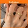 Chic Copper Geometric Butterfly Flower Ring For Women Stylish Adjustable Finger Accessory