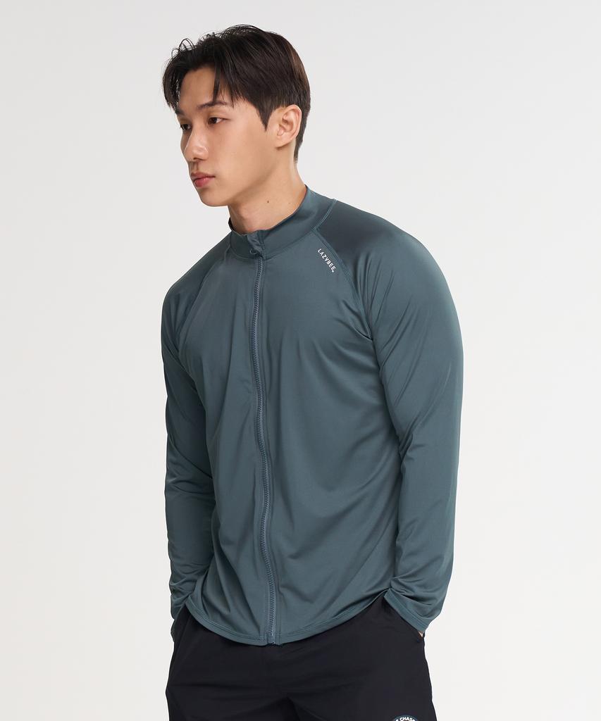 Leijibi Multi-Cooling Essential Loose Fit Zip-Up Rash Guard M Khaki Gray