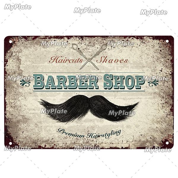 [MyPlate] BARBER BAR Metal Sign Vintage Plaque Tin Sign Plate Wall Decor For Bar Club Man Cave Art Painting Gift