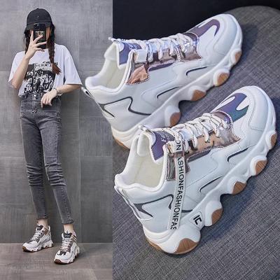 Fashion Women New Casual Lace Up Sneakers Female 2024 New Thick Sole Non-slip Shoes Lady Waterproof Colorblock Chunky Sneakers