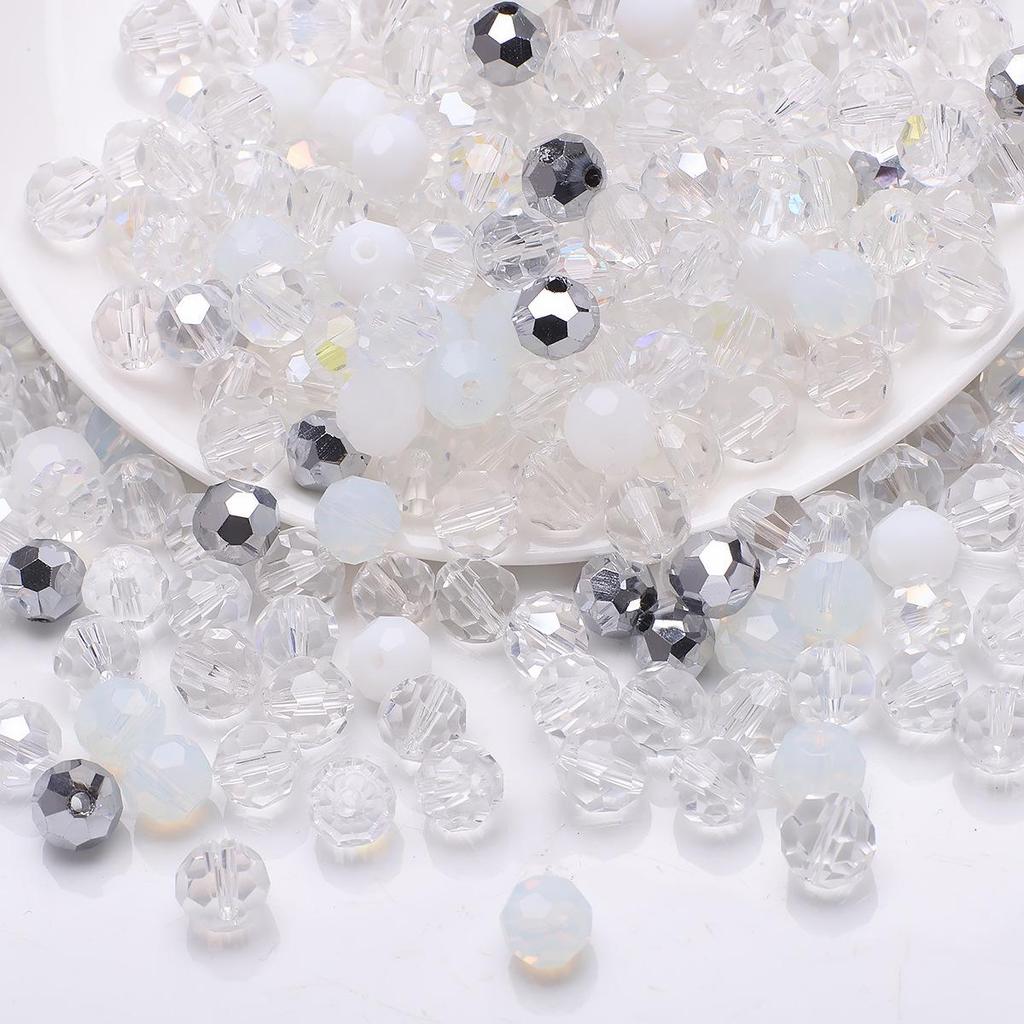 32 Colorful Crystal Glass Football Beads for DIY Jewelry and Phone Chains