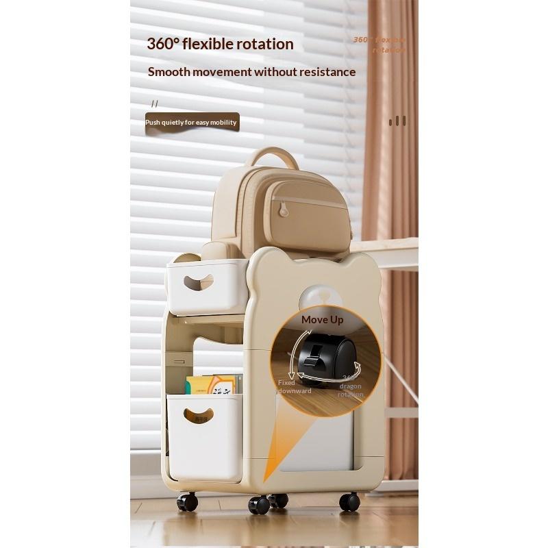 Multifunctional Mobile Bookshelf Cart for Desk Backpack Snack Storage Student Study Organizer Home Dormitory Space Saving Shelf
