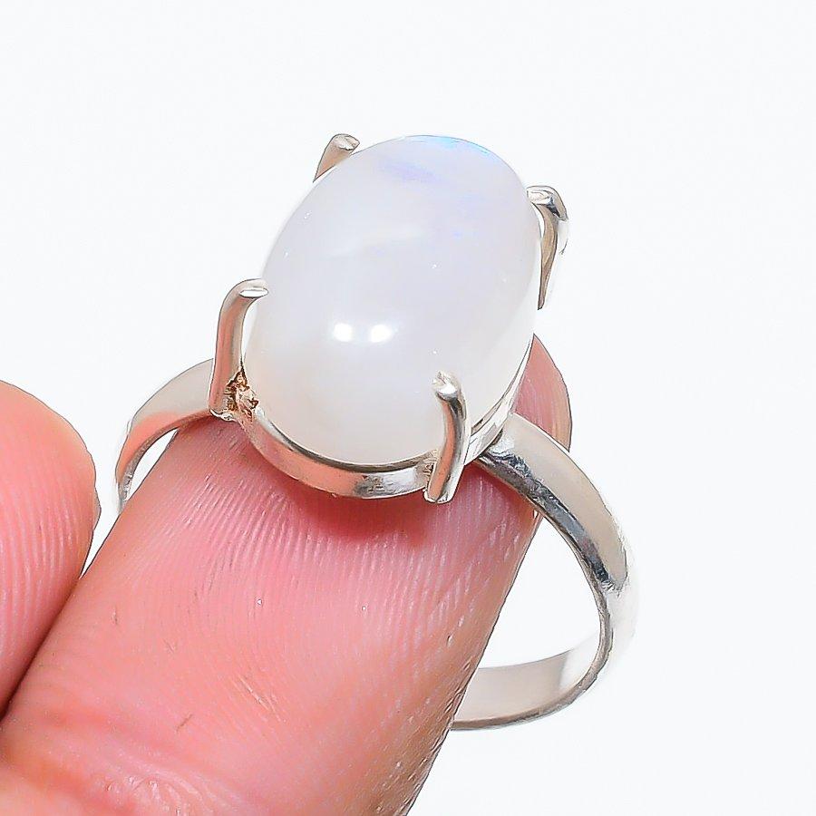 

Rainbow Moonstone Gemstone 925 Sterling Silver Jewelry Ring Size Adjustable GK-6058