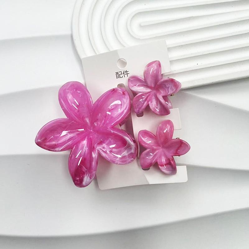 3Pcs Colorful Gradient Color Flower Hair Claws Sweet Barrettes  Shark Clip For Women Girls Beach Hair Accessories Gifts