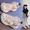 Kids Sports Sandals Mesh Breathable Girls Sandals Toes Capped 2025 Summer New Children Casual Shoes Non-slip Hollowed-out Trendy