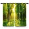 2 pcs Forest Landscape Blackout Curtains Green Nature Scenery for Bedroom Living Room Thermal Insulated Room Darkening Drapes