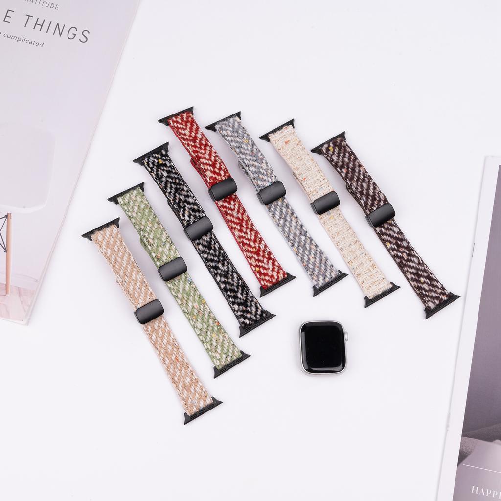 Genuine Cow Leather+Wool Watch Band for Apple Watch Ultra 3 2 1 49mm/Series 11 10 46mm/9 8 7 45mm/SE3 SE2 SE 6 5 4 44mm/3 2 1 42mm Wrist Strap