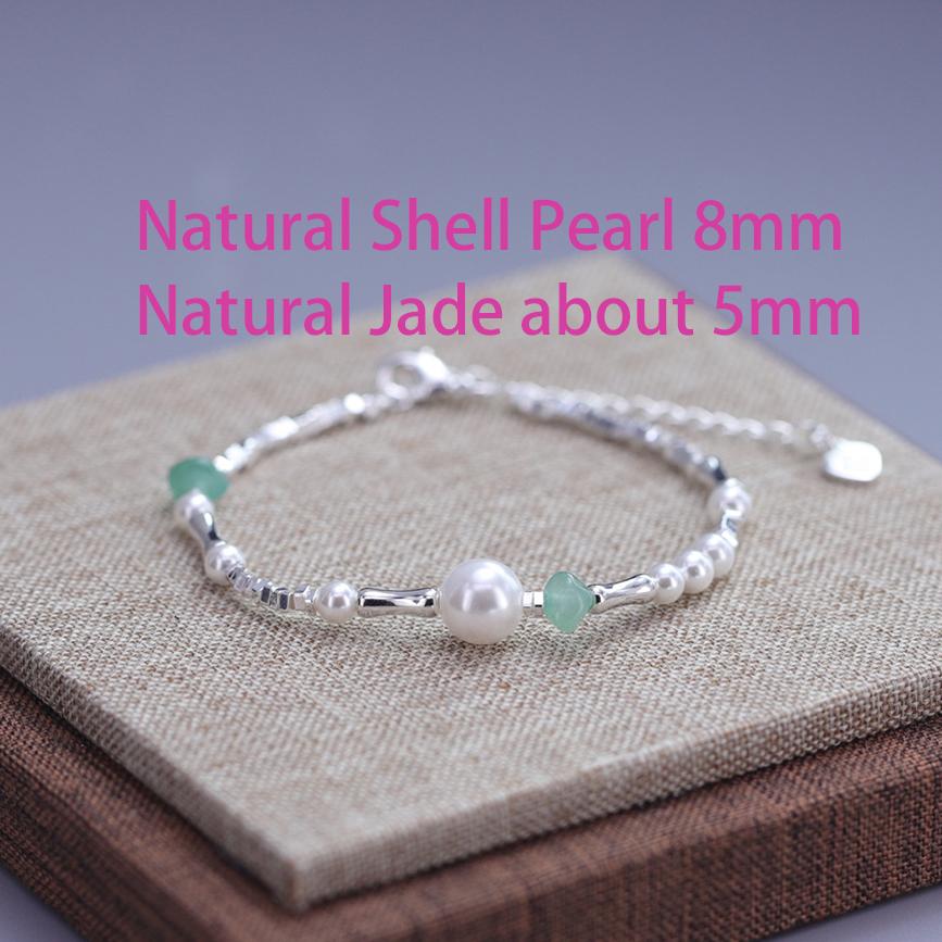 VENTFILLE 925 Sterling Silver Pearls Bamboo Knots Bracelet for Women Girl Simple Korean Jewelry Birthday Gift Dropshipping