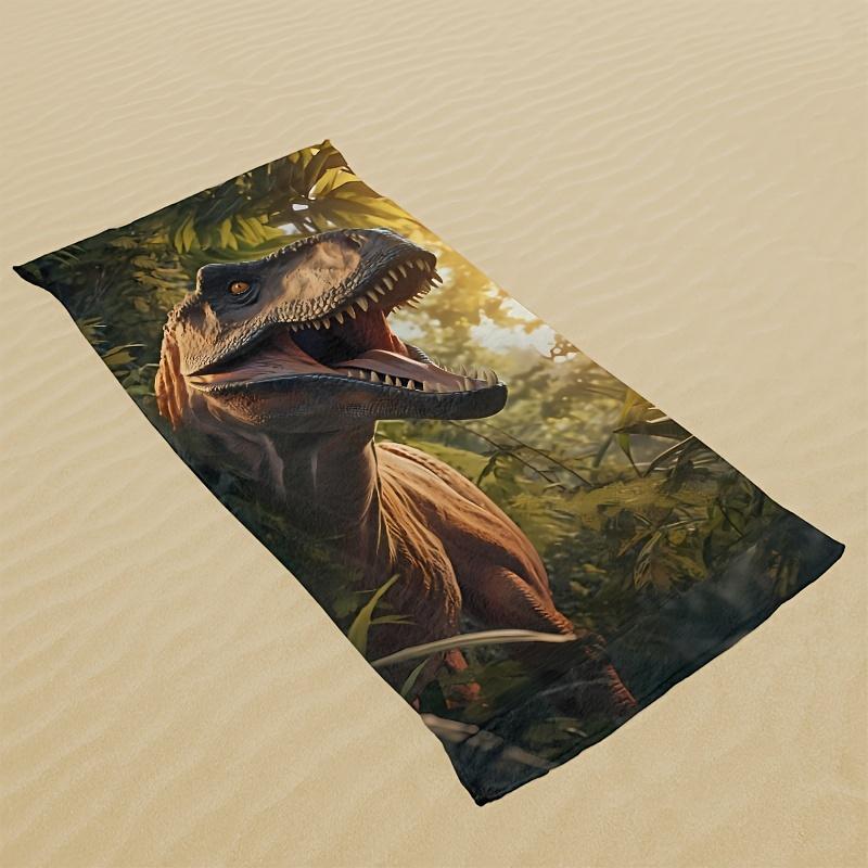 1pc Dinosaur T-Rex Beach Towel Realistic Dinosaur Print Jurassic Park Design Quick Dry Microfiber Bath Towel For Kids Boys