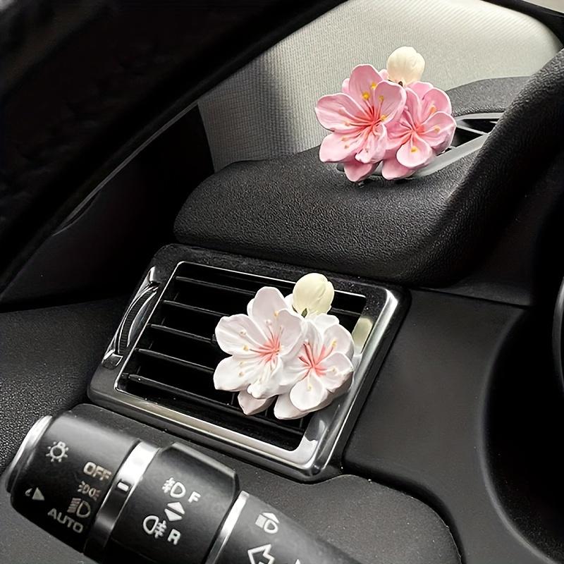 2pcs Small Peach Flower Car Air Outlet Perfume Decoration Car Accessories, For Women Men (Pink, White)
