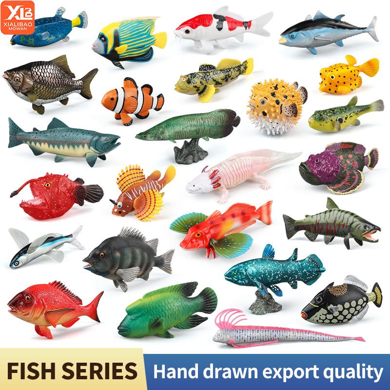 Set di Action Figure Modello Animali Marini - Pesci Oceanici Tonno Pesce Vela Persico Cernia Salmone PVC Giocattolo Educativo per Bambini