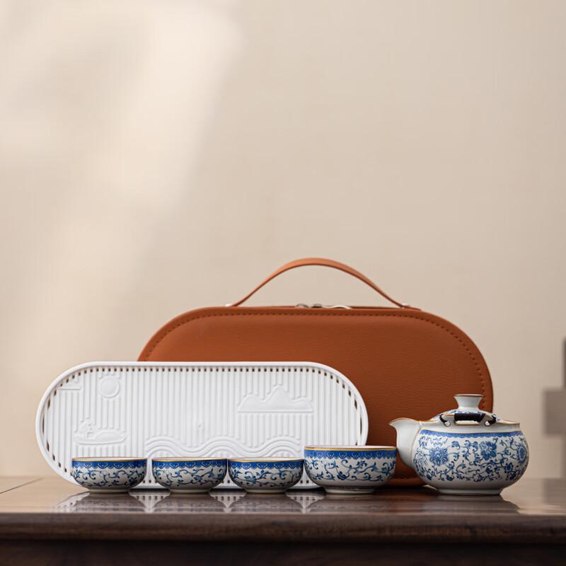 Yuzhuxun Chinese Travel Tea Set with Lotus Teapot