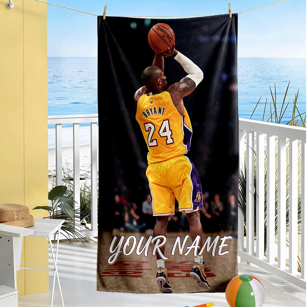 Kobe Customize Text Beach Towel Quickdry Soft Microfiber For Beach Bathroom Outdoor Swimming Pool Camping Picnic Yoga Diving Vacation Accessories