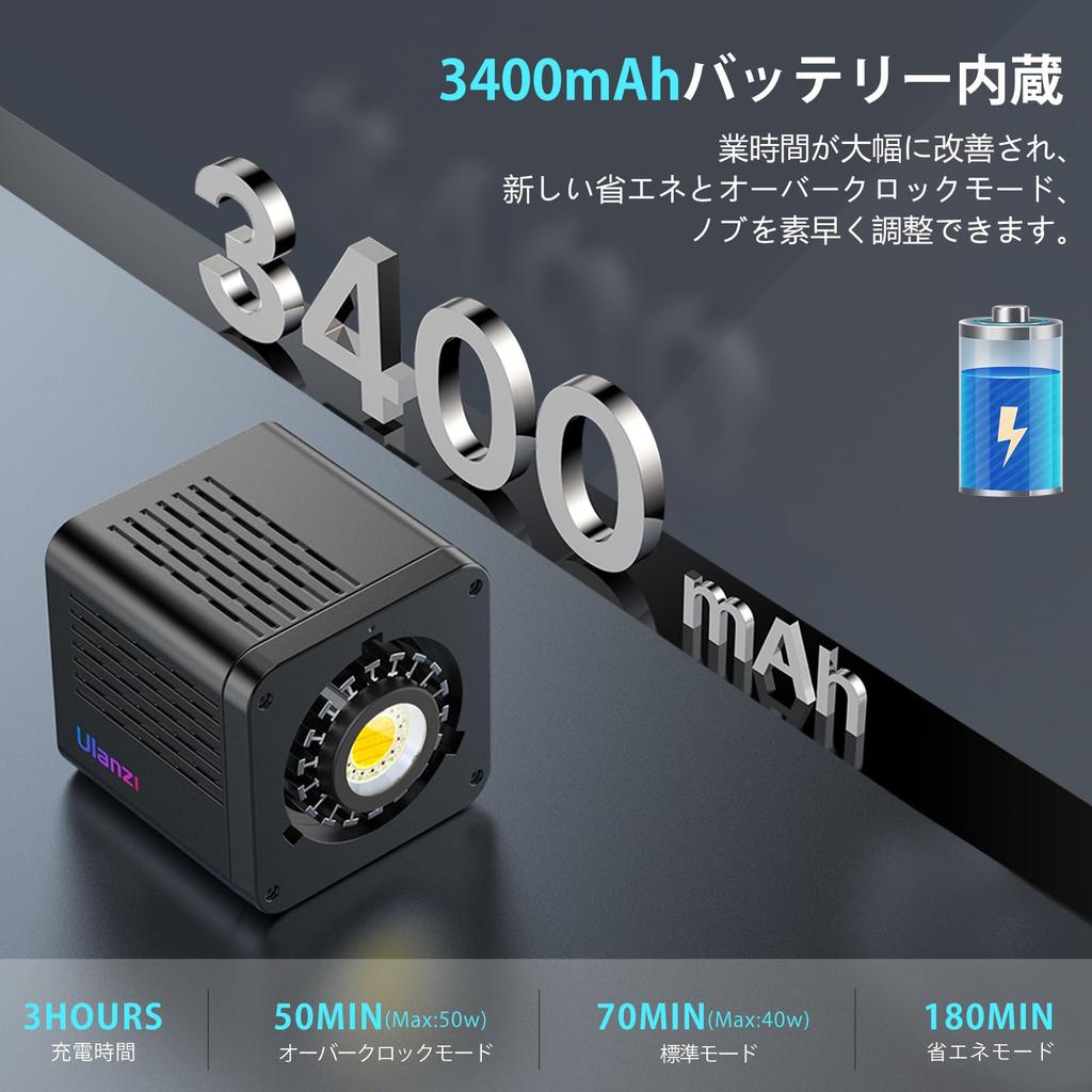 Ulanzi L024 40W RGB COB LED Video Dual Color Temperature Constant Stepless MAX CRI 20 Scene 3400mAh Power Charging Screw and Portable for Live Product
