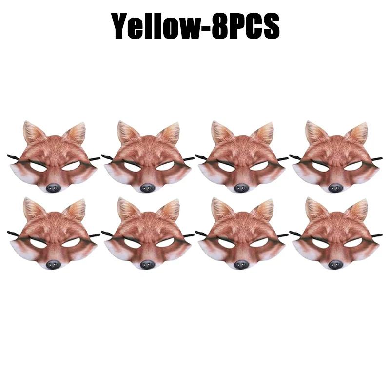 1-8PCS Plastic Fox Mask Costume Accessories Animal Theme Design for Halloween Cosplay Party Supplies Costume Party Decoration