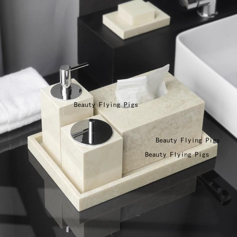 1pc Marble bathroom toiletries Bathroom aromatherapy bottle Tissue box Storage tray ornaments Tissue box Lotion sub bottling