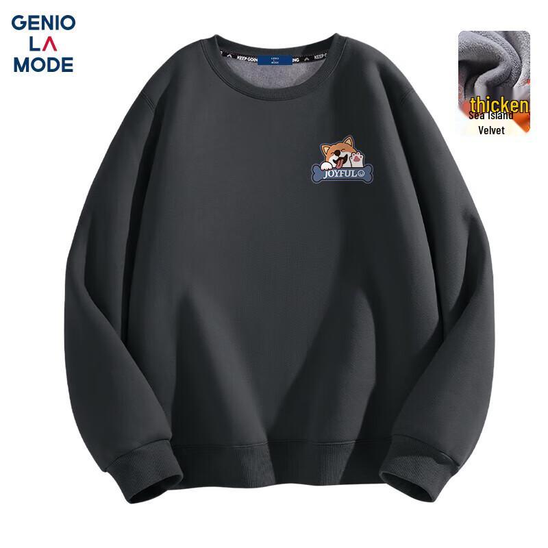 GENIOLAMODE Men's Fleece-Lined Crewneck Graphic Sweatshirt